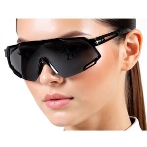 Polarized Sport Sunglasses Black Shield Wrap Frame Women's Sports Activity‎ 2026